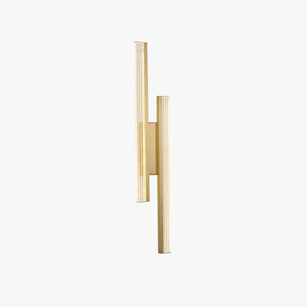 Modern Symmetrical Brass Linear LED Wall Sconce with Clear Acrylic Tubes Set of 2