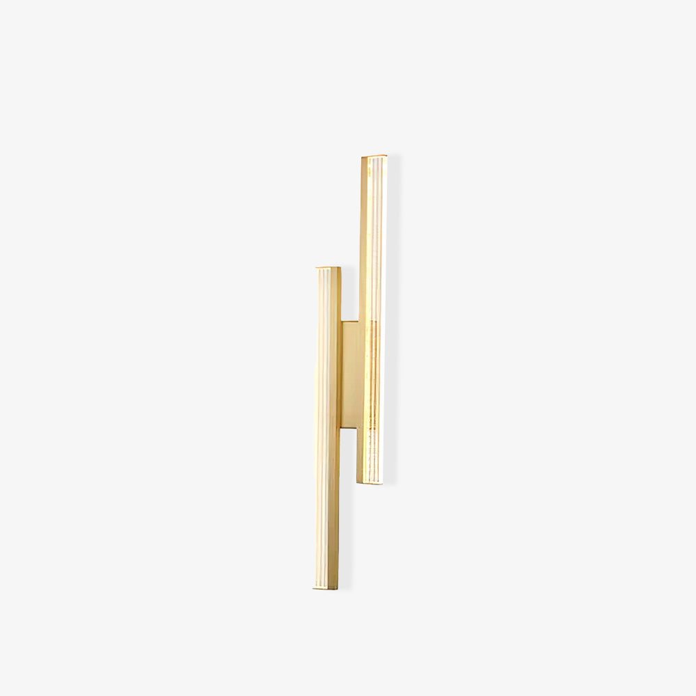 Modern Symmetrical Brass Linear LED Wall Sconce with Clear Acrylic Tubes Set of 2