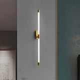 Modern Tall Acrylic Tube LED Wall Sconce with Copper Base for Living Room and Hallway