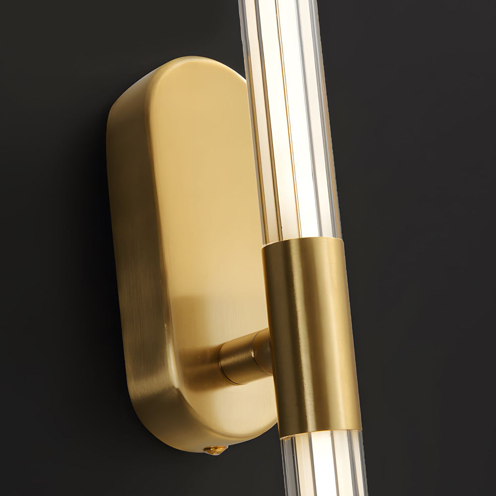 Modern Tall Acrylic Tube LED Wall Sconce with Copper Base for Living Room and Hallway