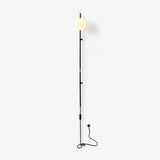 Modern Tall Vertical Stem Wall Lamp with White Glass Globe and Plug In Cord