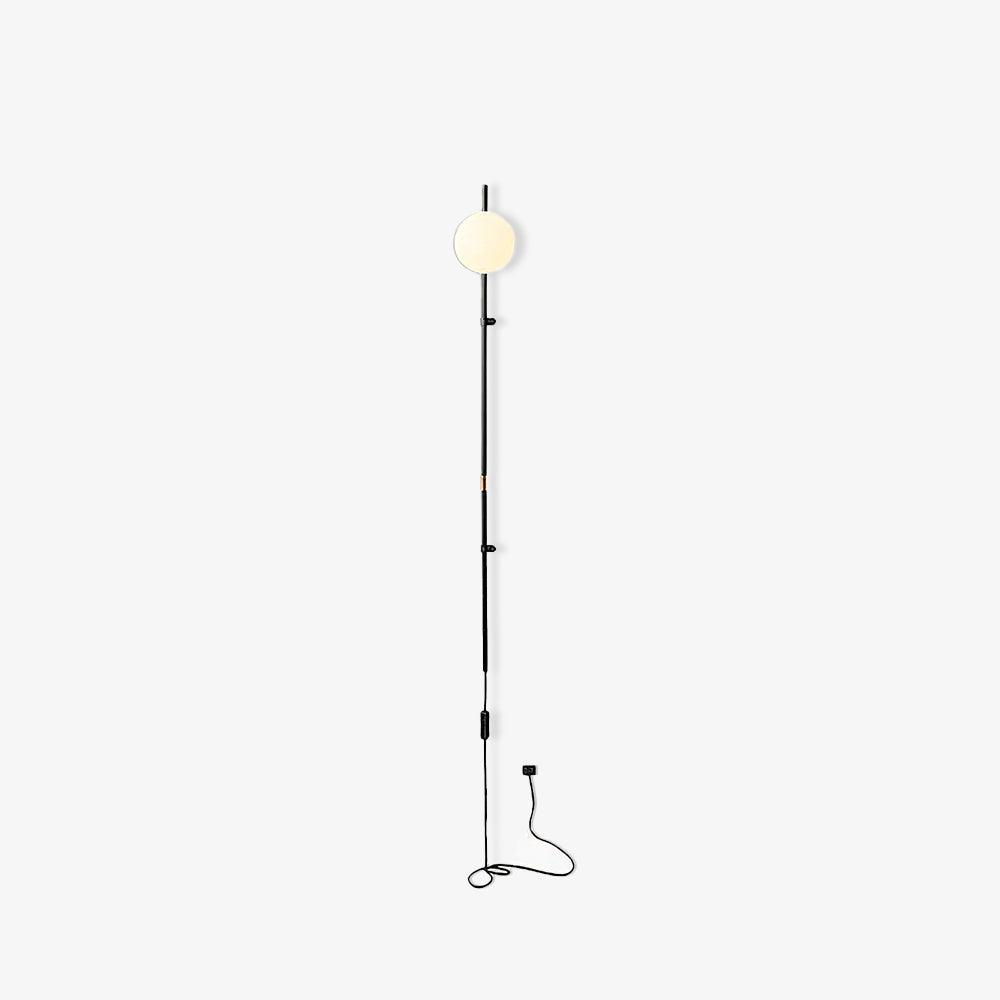 Modern Tall Vertical Stem Wall Lamp with White Glass Globe and Plug In Cord