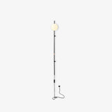 Modern Tall Vertical Stem Wall Lamp with White Glass Globe and Plug In Cord