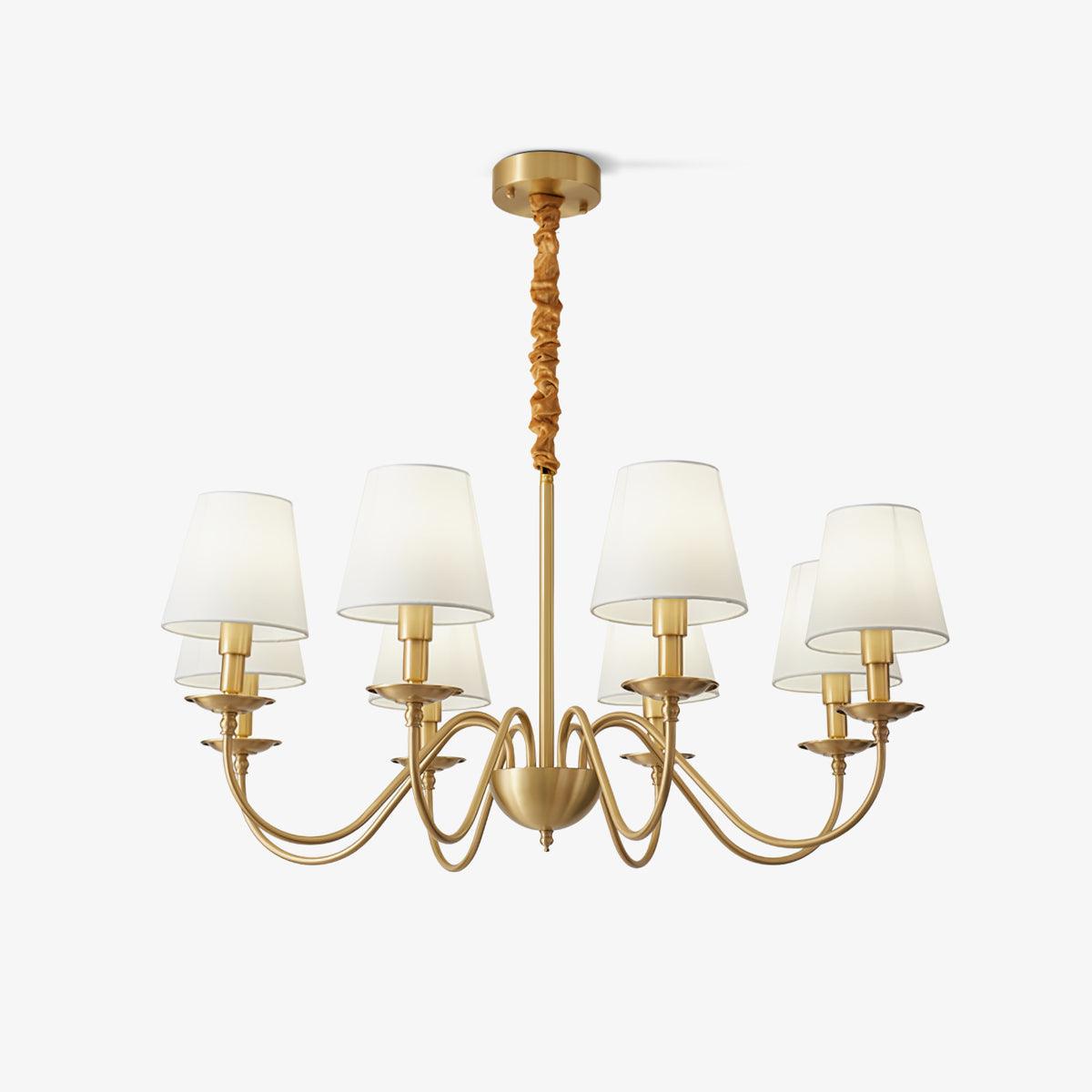 Modern Tapered Fabric Brass Chandelier Minimalist Hanging Ceiling Light for Dining Room