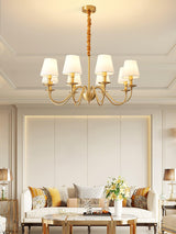 Modern Tapered Fabric Brass Chandelier Minimalist Hanging Ceiling Light for Dining Room