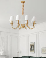 Modern Tapered Fabric Brass Chandelier Minimalist Hanging Ceiling Light for Dining Room