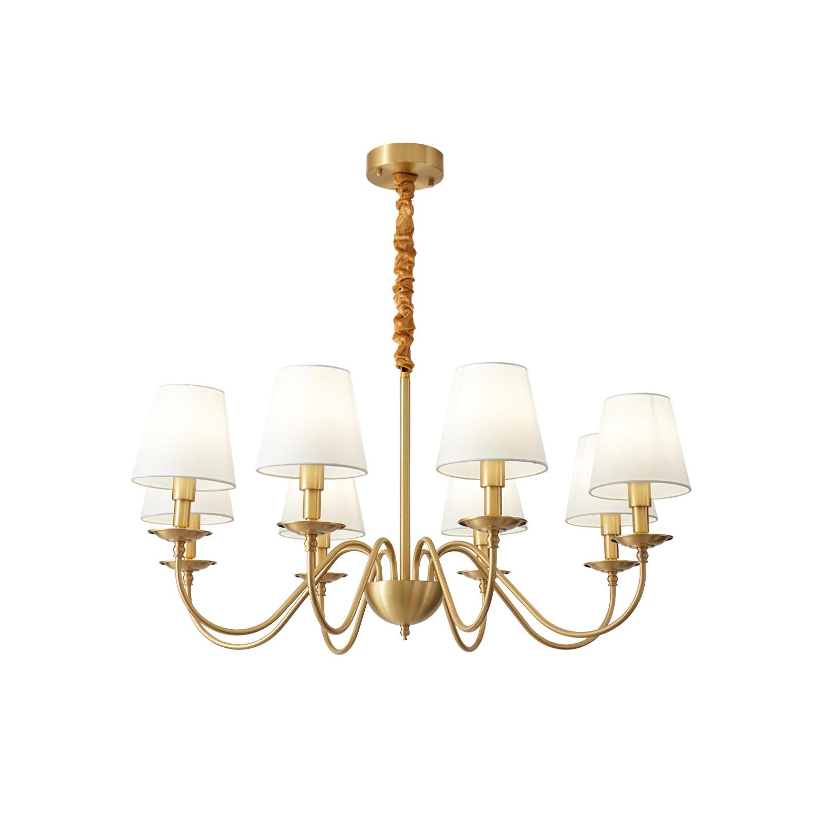 Modern Tapered Fabric Brass Chandelier Minimalist Hanging Ceiling Light for Dining Room