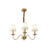 Modern Tapered Fabric Brass Chandelier Minimalist Hanging Ceiling Light for Dining Room