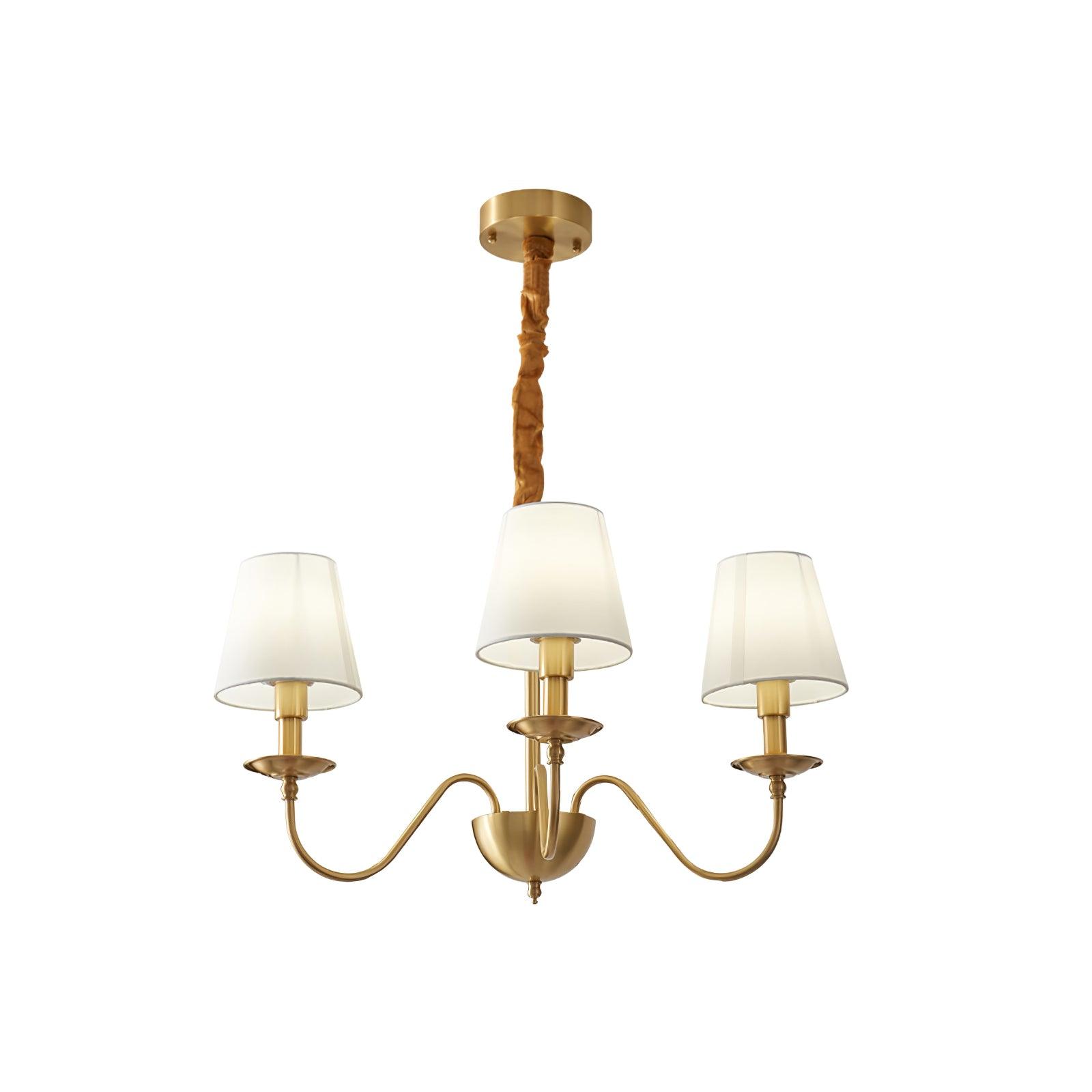 Modern Tapered Fabric Brass Chandelier Minimalist Hanging Ceiling Light for Dining Room