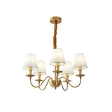 Modern Tapered Fabric Brass Chandelier Minimalist Hanging Ceiling Light for Dining Room