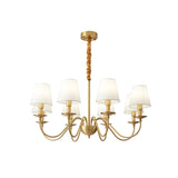 Modern Tapered Fabric Brass Chandelier Minimalist Hanging Ceiling Light for Dining Room