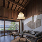 Modern Tapered Fabric Pendant Light Beige Textile Cone Hanging Ceiling Lamp