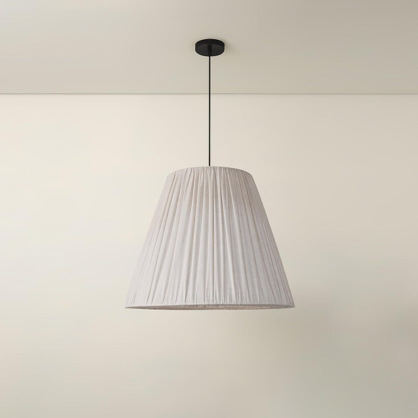 Modern Tapered Fabric Pendant Light Beige Textile Cone Hanging Ceiling Lamp