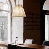 Modern Tapered Fabric Pendant Light Beige Textile Cone Hanging Ceiling Lamp