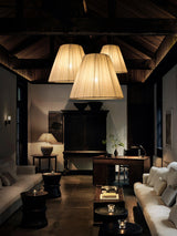 Modern Tapered Fabric Pendant Light Beige Textile Cone Hanging Ceiling Lamp