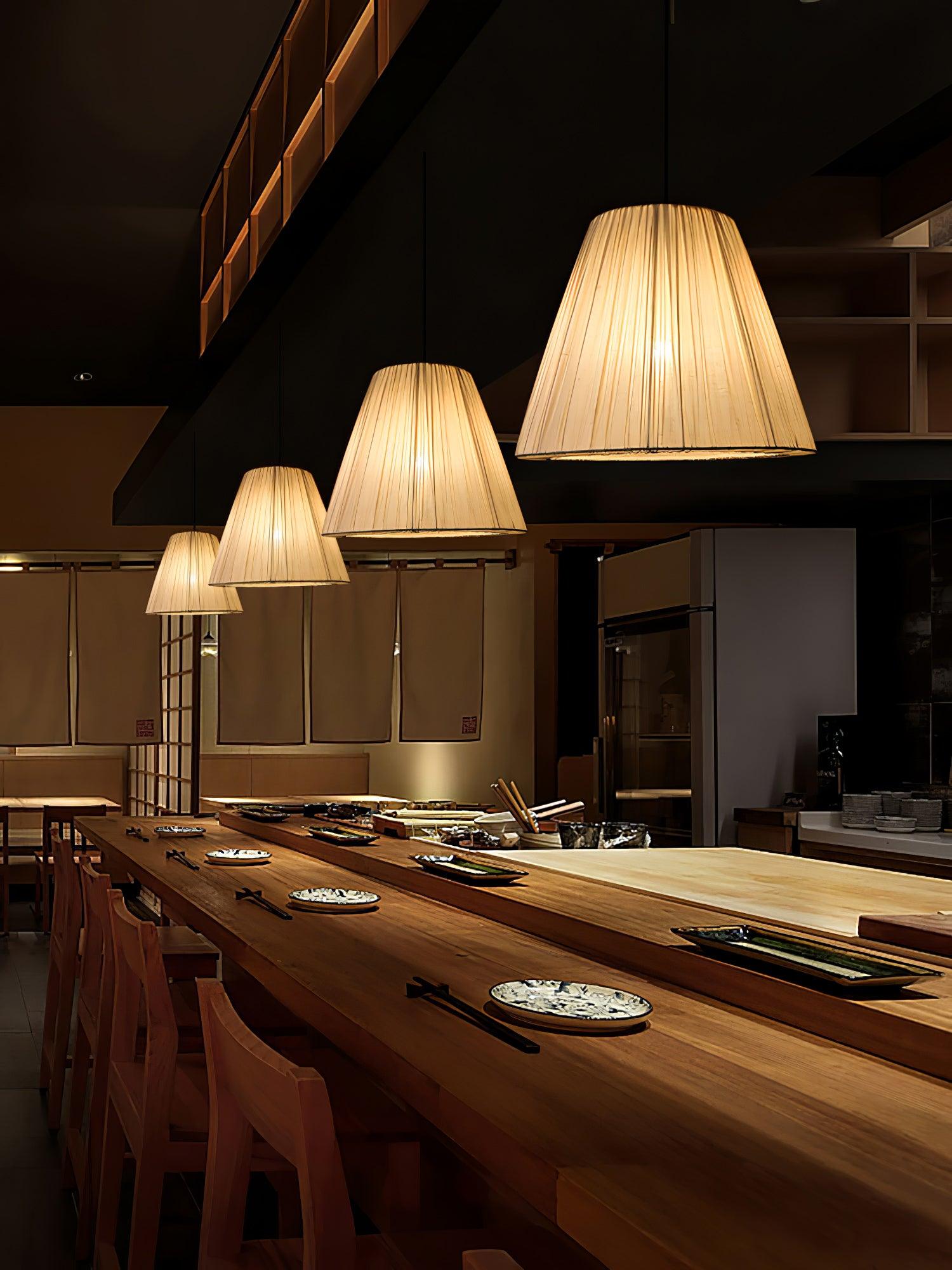 Modern Tapered Fabric Pendant Light Beige Textile Cone Hanging Ceiling Lamp