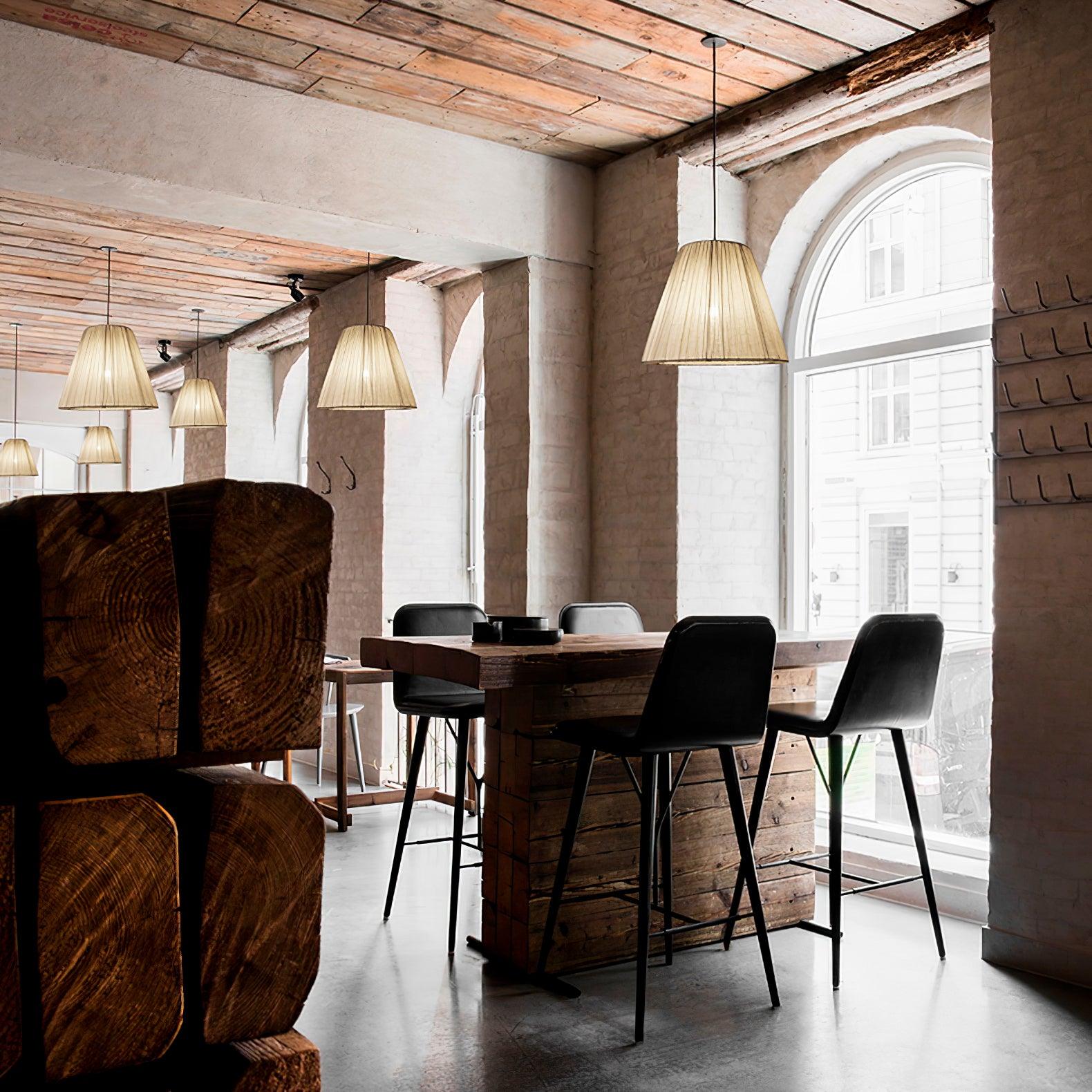 Modern Tapered Fabric Pendant Light Beige Textile Cone Hanging Ceiling Lamp