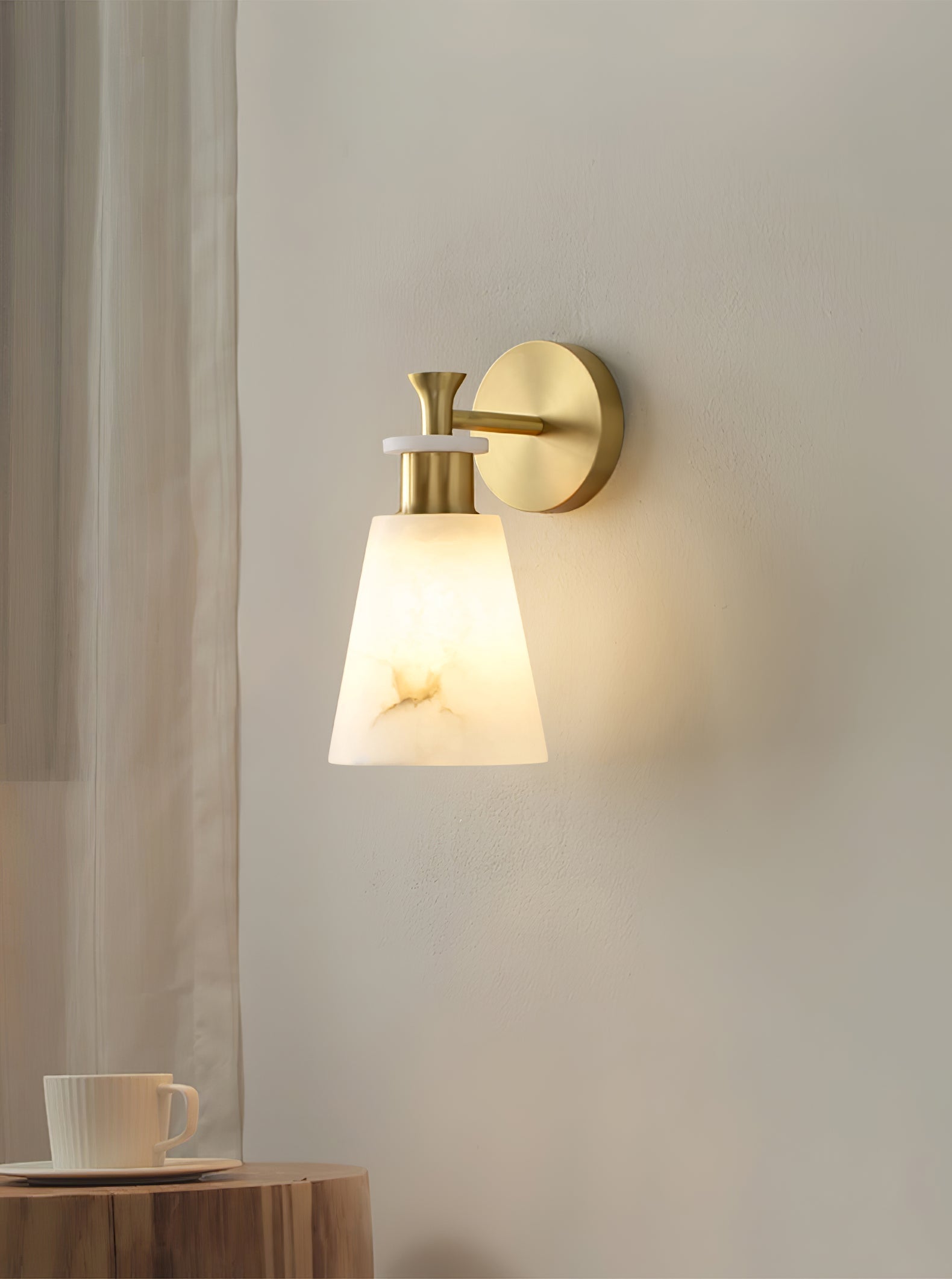Modern Tapered Natural Alabaster Stone Wall Sconce Light for Luxury Interior Spaces