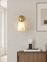 Modern Tapered Natural Alabaster Stone Wall Sconce Light for Luxury Interior Spaces