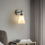 Modern Tapered Natural Alabaster Stone Wall Sconce Light for Luxury Interior Spaces
