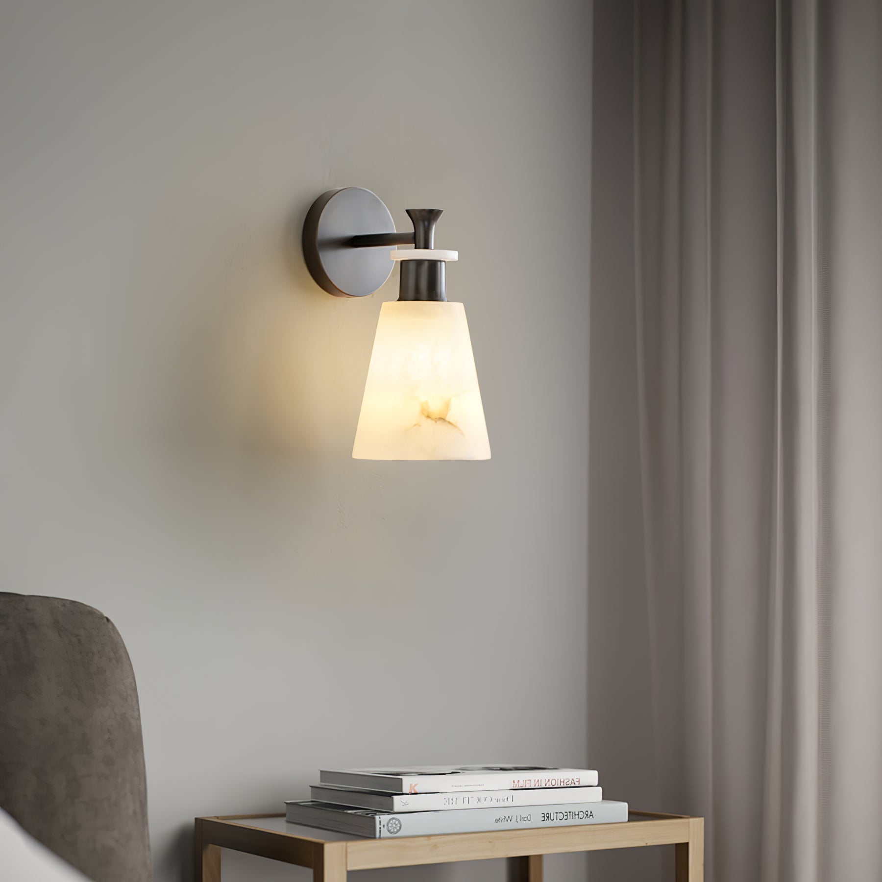 Modern Tapered Natural Alabaster Stone Wall Sconce Light for Luxury Interior Spaces