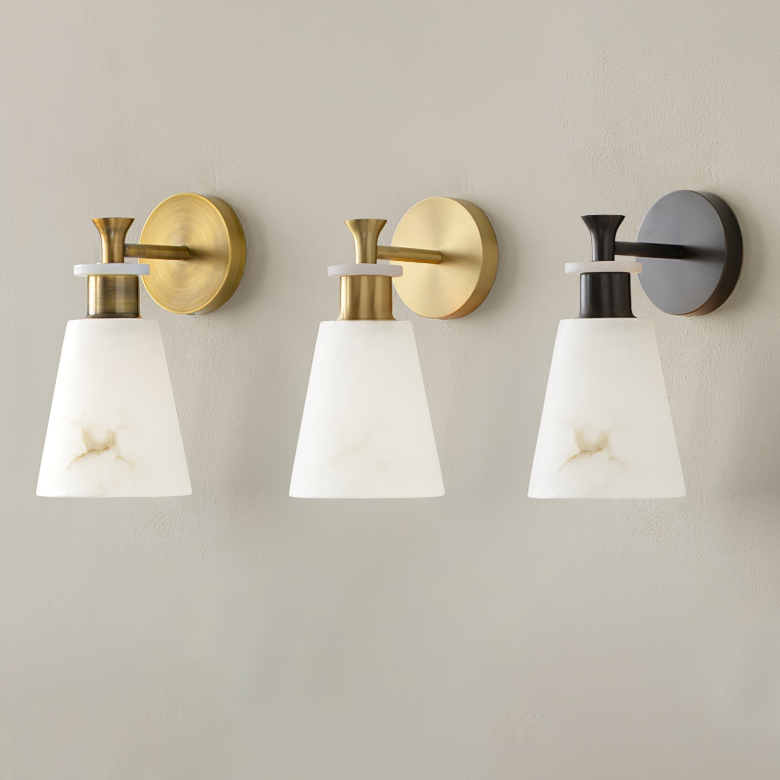 Modern Tapered Natural Alabaster Stone Wall Sconce Light for Luxury Interior Spaces