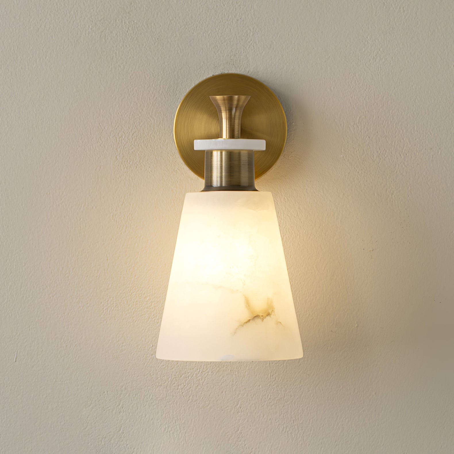Modern Tapered Natural Alabaster Stone Wall Sconce Light for Luxury Interior Spaces