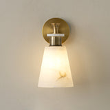 Modern Tapered Natural Alabaster Stone Wall Sconce Light for Luxury Interior Spaces