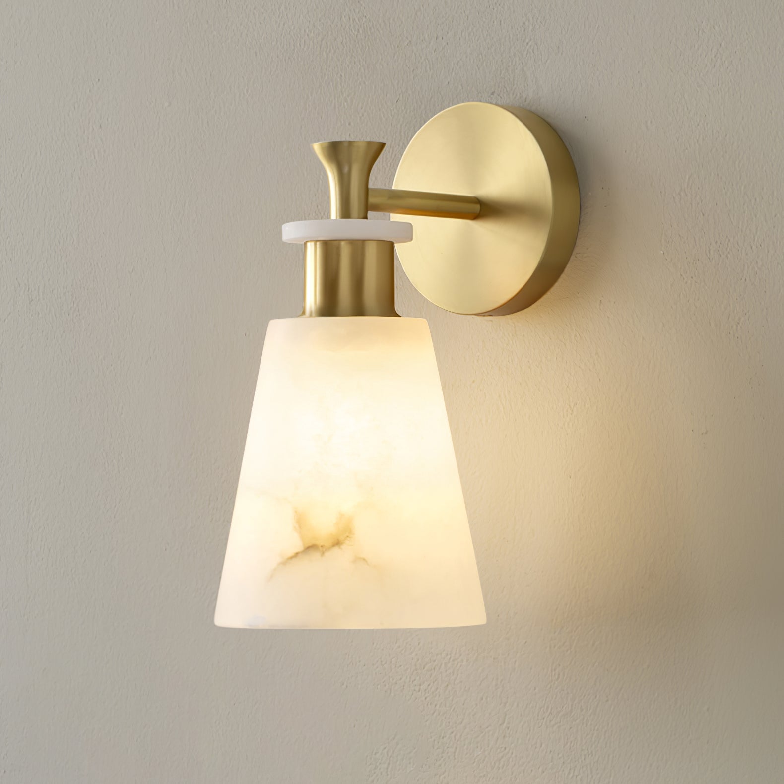 Modern Tapered Natural Alabaster Stone Wall Sconce Light for Luxury Interior Spaces