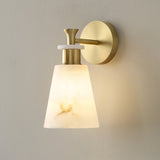 Modern Tapered Natural Alabaster Stone Wall Sconce Light for Luxury Interior Spaces