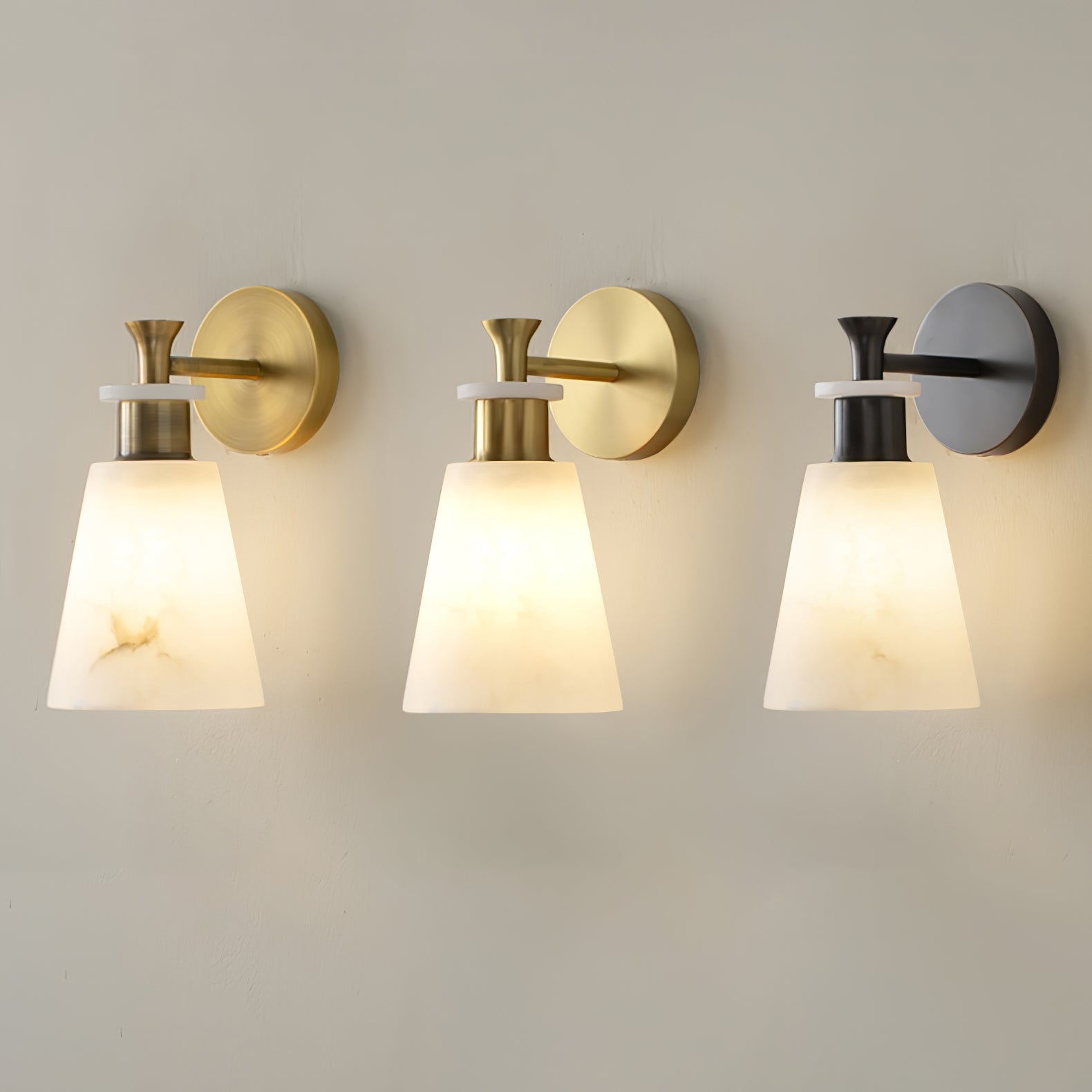 Modern Tapered Natural Alabaster Stone Wall Sconce Light for Luxury Interior Spaces