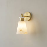 Modern Tapered Natural Alabaster Stone Wall Sconce Light for Luxury Interior Spaces