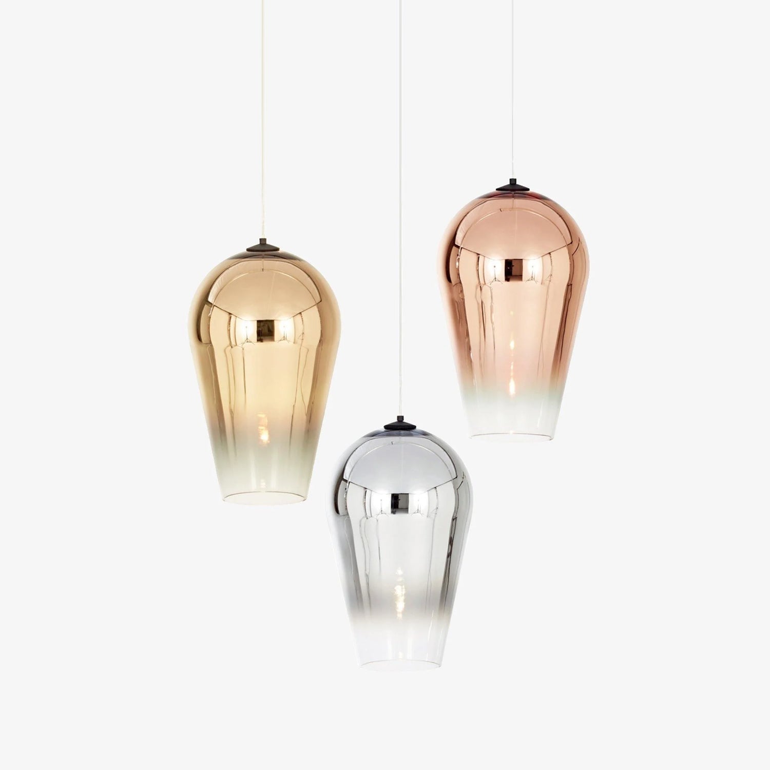 Modern Teardrop Metallic Fade Glass Pendant Light Contemporary Ceiling Hanging Lamp
