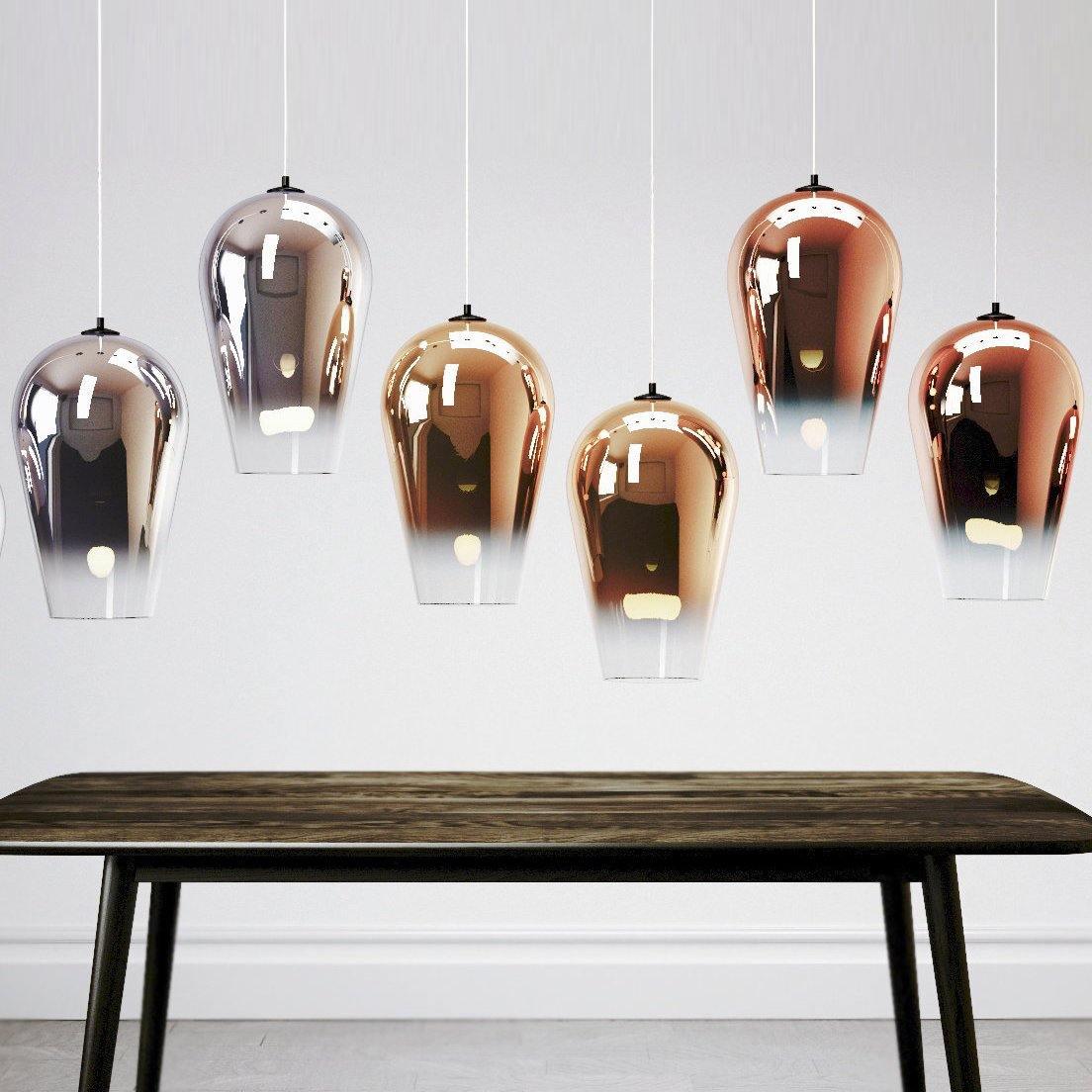 Modern Teardrop Metallic Fade Glass Pendant Light Contemporary Ceiling Hanging Lamp