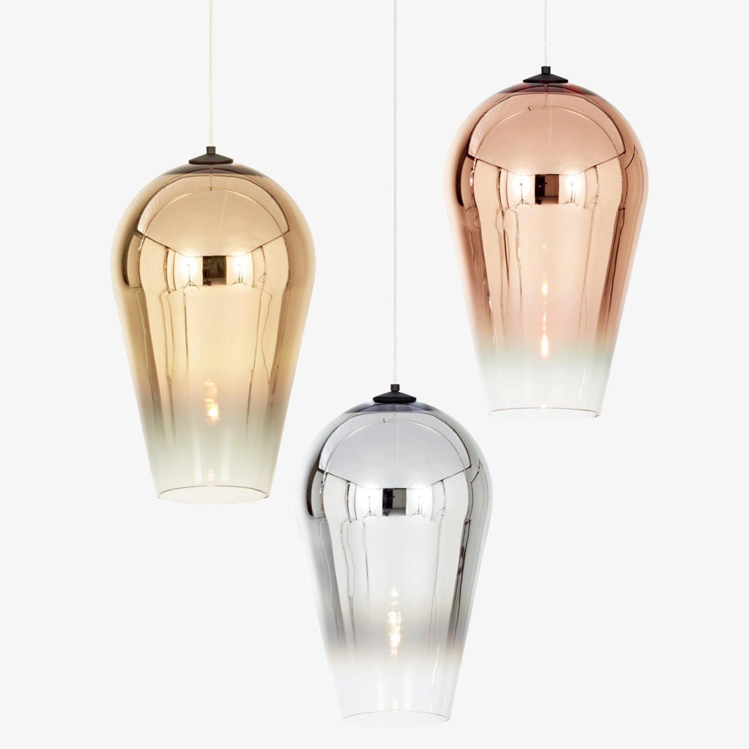 Modern Teardrop Metallic Fade Glass Pendant Light Contemporary Ceiling Hanging Lamp