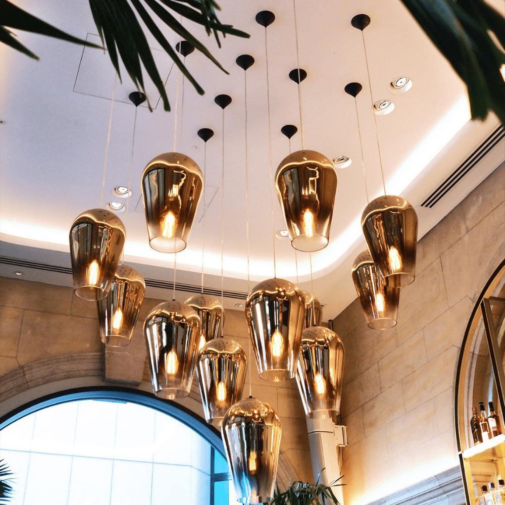 Modern Teardrop Metallic Fade Glass Pendant Light Contemporary Ceiling Hanging Lamp