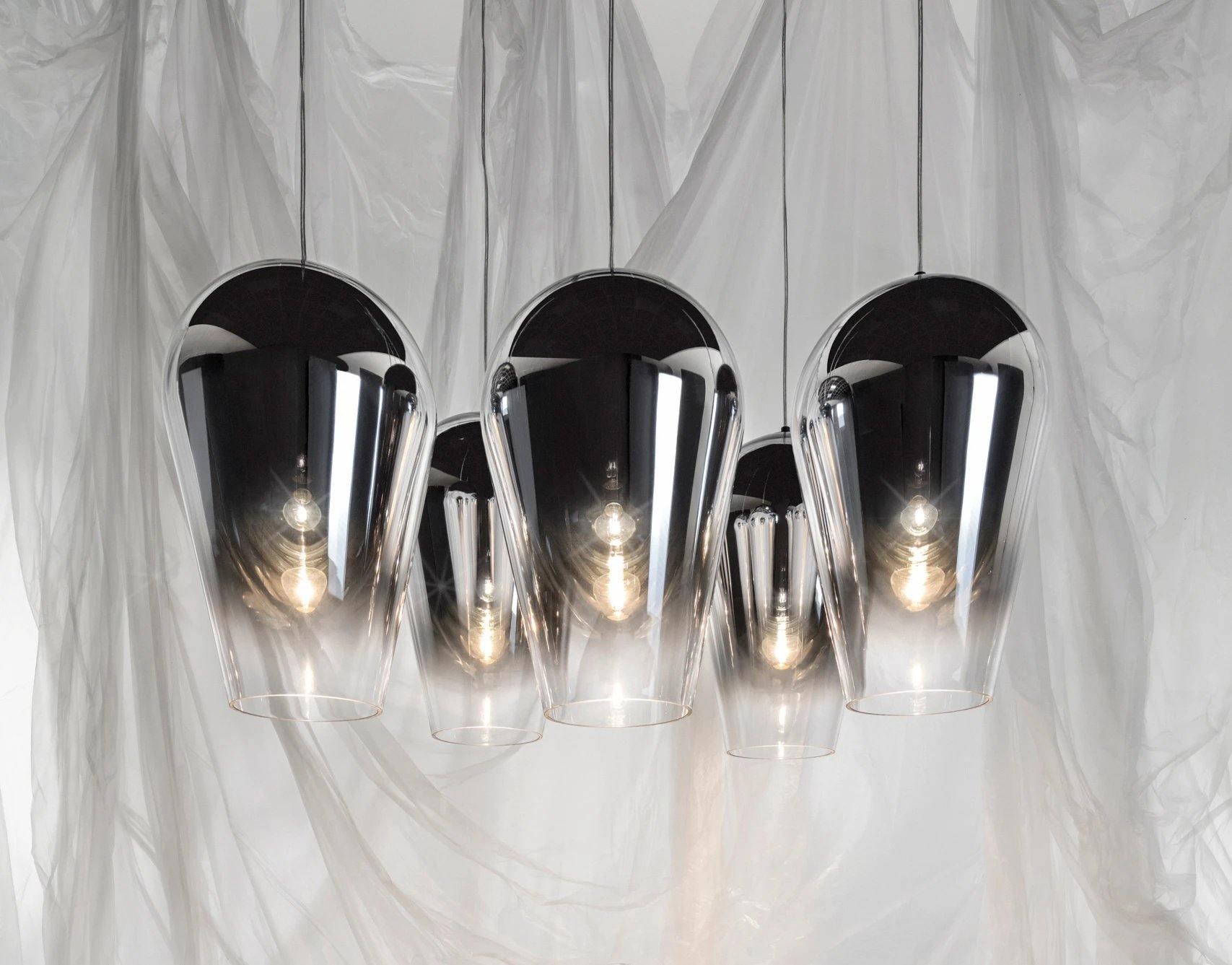 Modern Teardrop Metallic Fade Glass Pendant Light Contemporary Ceiling Hanging Lamp