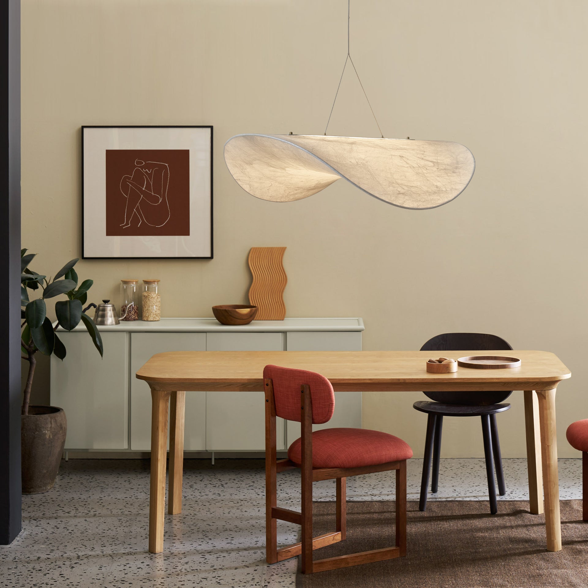 Modern Tense Silk Pendant Light Minimalist Cloud Hanging Lamp LED Chandelier for Living Room Dining Space