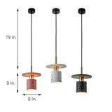 Modern Terrazzo Cement Cylinder LED Pendant Light for Kitchen Island and Minimalist Dining Room