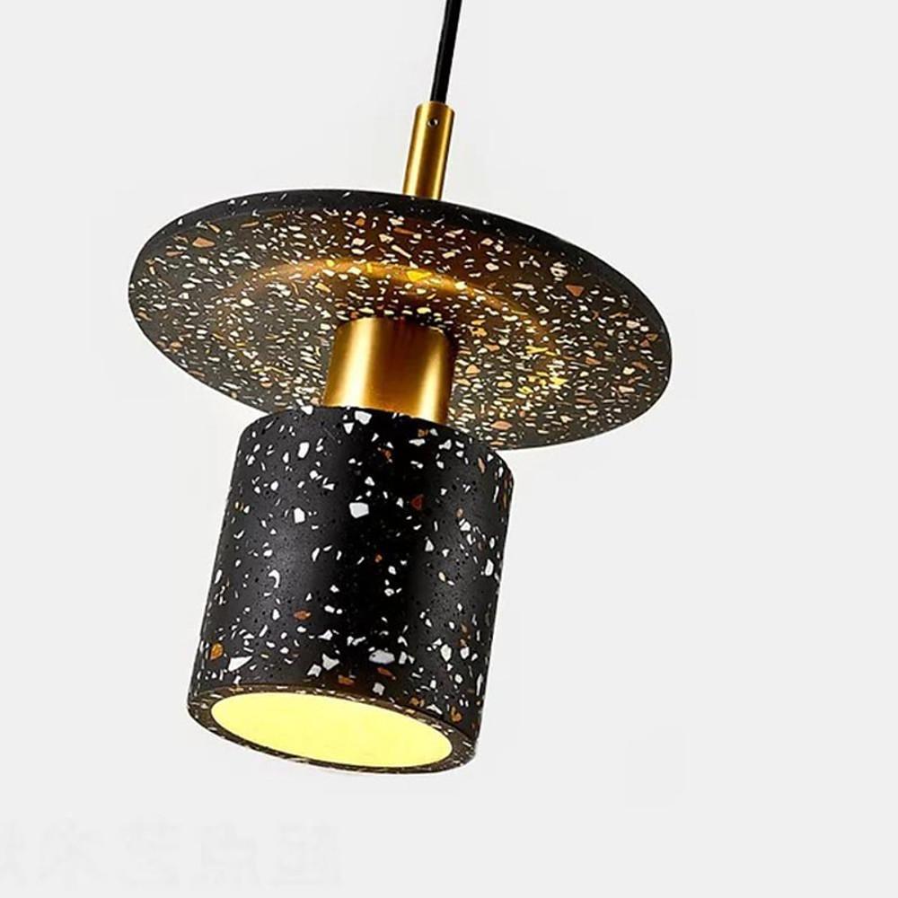 Modern Terrazzo Cement Cylinder LED Pendant Light for Kitchen Island and Minimalist Dining Room