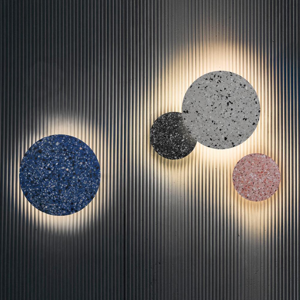 Modern Terrazzo Floating Disc Wall Sconce Backlit Integrated LED Lighting