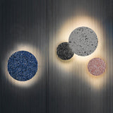 Modern Terrazzo Floating Disc Wall Sconce Backlit Integrated LED Lighting