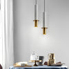 Modern Terrazzo Marble Cylindrical Pendant Light LED Hanging Spotlight for Bedside and Kitchen