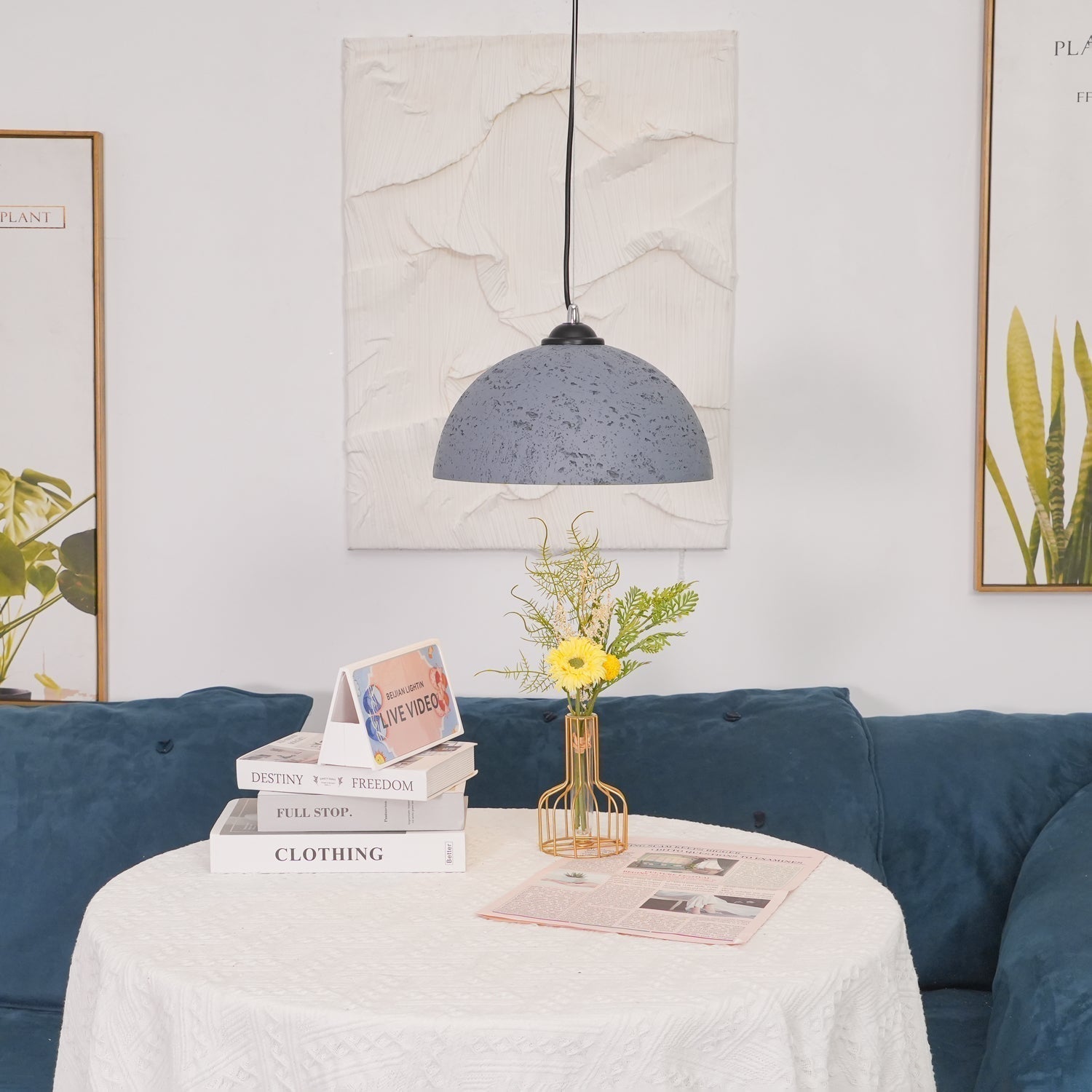 Modern Textured Composite Dome Pendant Light Minimalist Droplight for Home