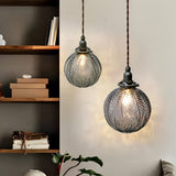 Modern Textured Glass Ball LED Pendant Light with 3 Step Dimming for Bedside
