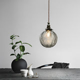 Modern Textured Glass Ball LED Pendant Light with 3 Step Dimming for Bedside