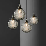 Modern Textured Glass Ball LED Pendant Light with 3 Step Dimming for Bedside