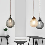 Modern Textured Glass Ball LED Pendant Light with 3 Step Dimming for Bedside