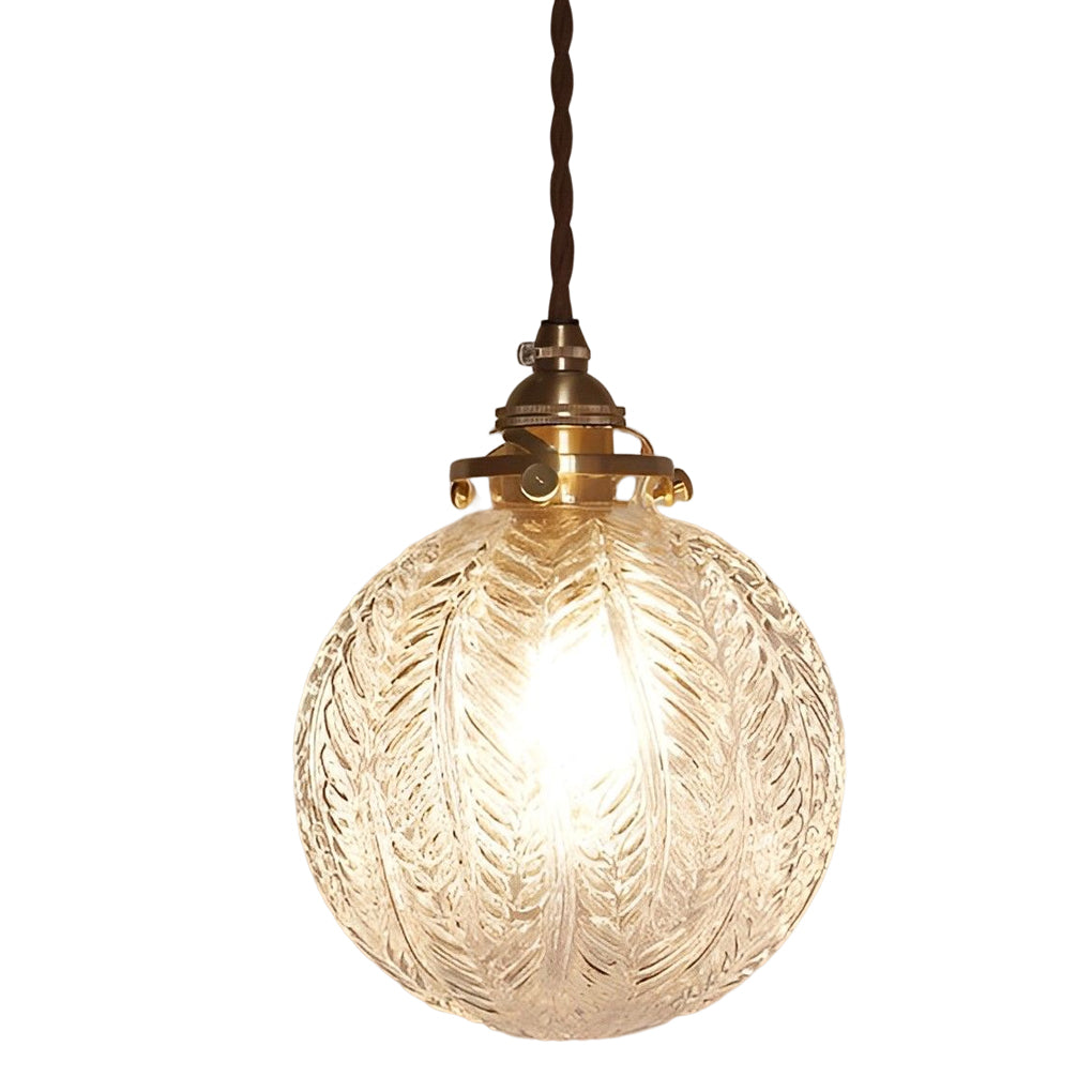 Modern Textured Glass Ball LED Pendant Light with 3 Step Dimming for Bedside
