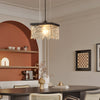 Modern Textured Glass Chandelier for Dining Room with 3 Color Dimming Lighting Modes